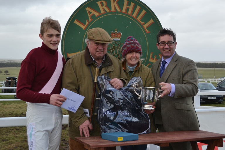 John Busby and Sylvia Edmunds are presented with the Duke of Gloucester Challenge Cup